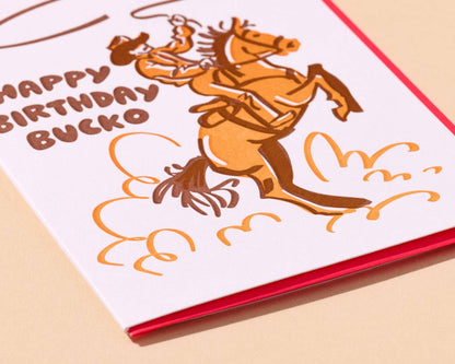 Happy Birthday Bucko Letterpress Birthday Card - Made in USA