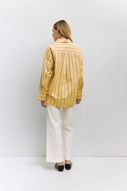 The Erica Top | Striped Button-Down Shirt: YELLOW