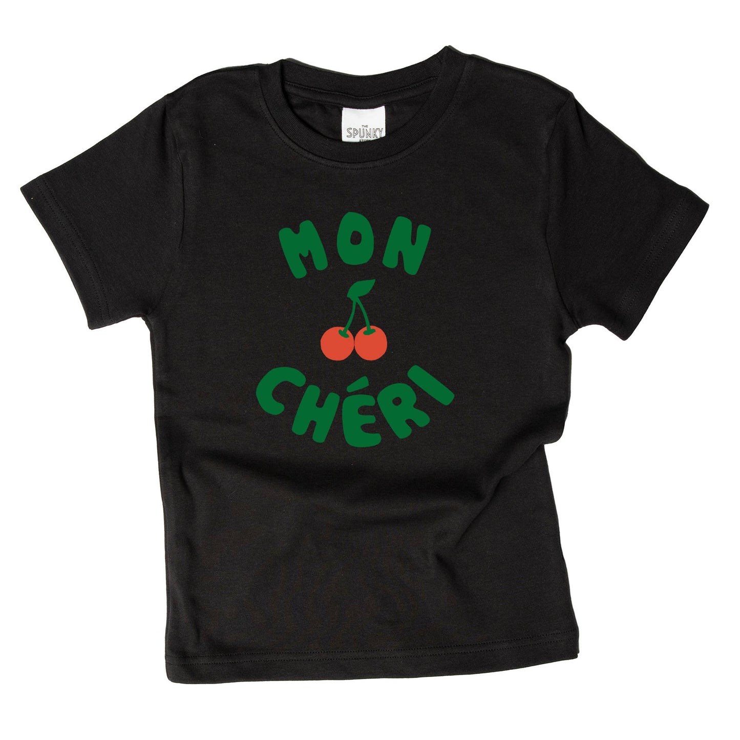 Mon Cheri French Cherry Baby Toddler Organic Graphic T-Shirt: Black