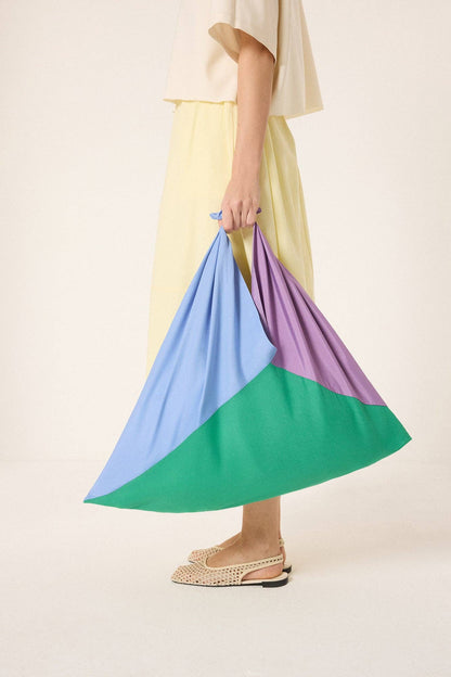 Color Block Oversized Tote Bag – Multi Color Carry Bag: Green