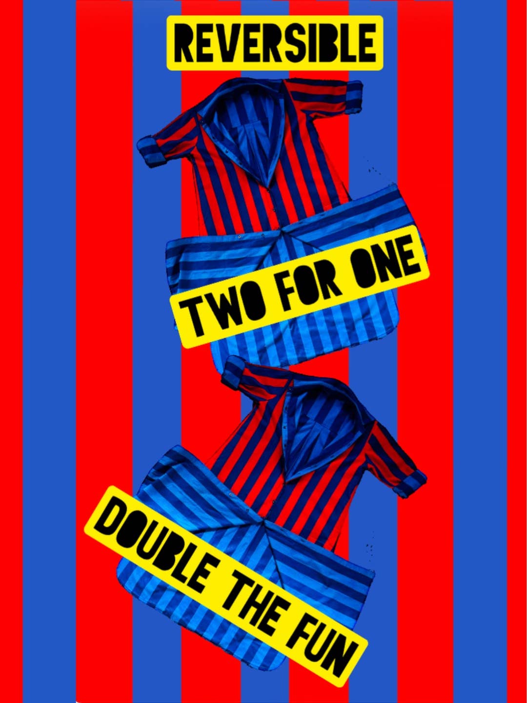 Reversible Surf Stripe Shirt Dress: Blue/Red & Blue/Lt Blue