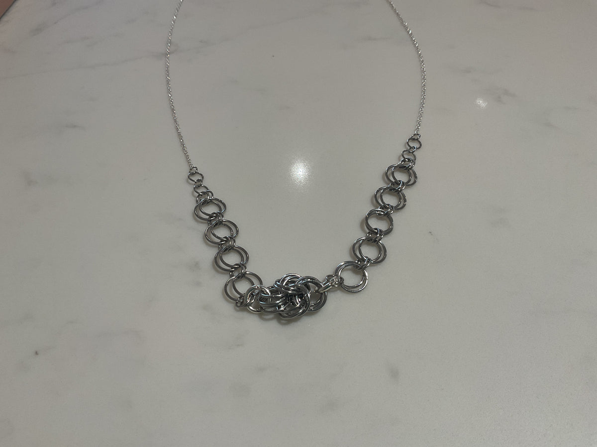 Yellow Sky Box Weave Pendant Chainmail Necklace