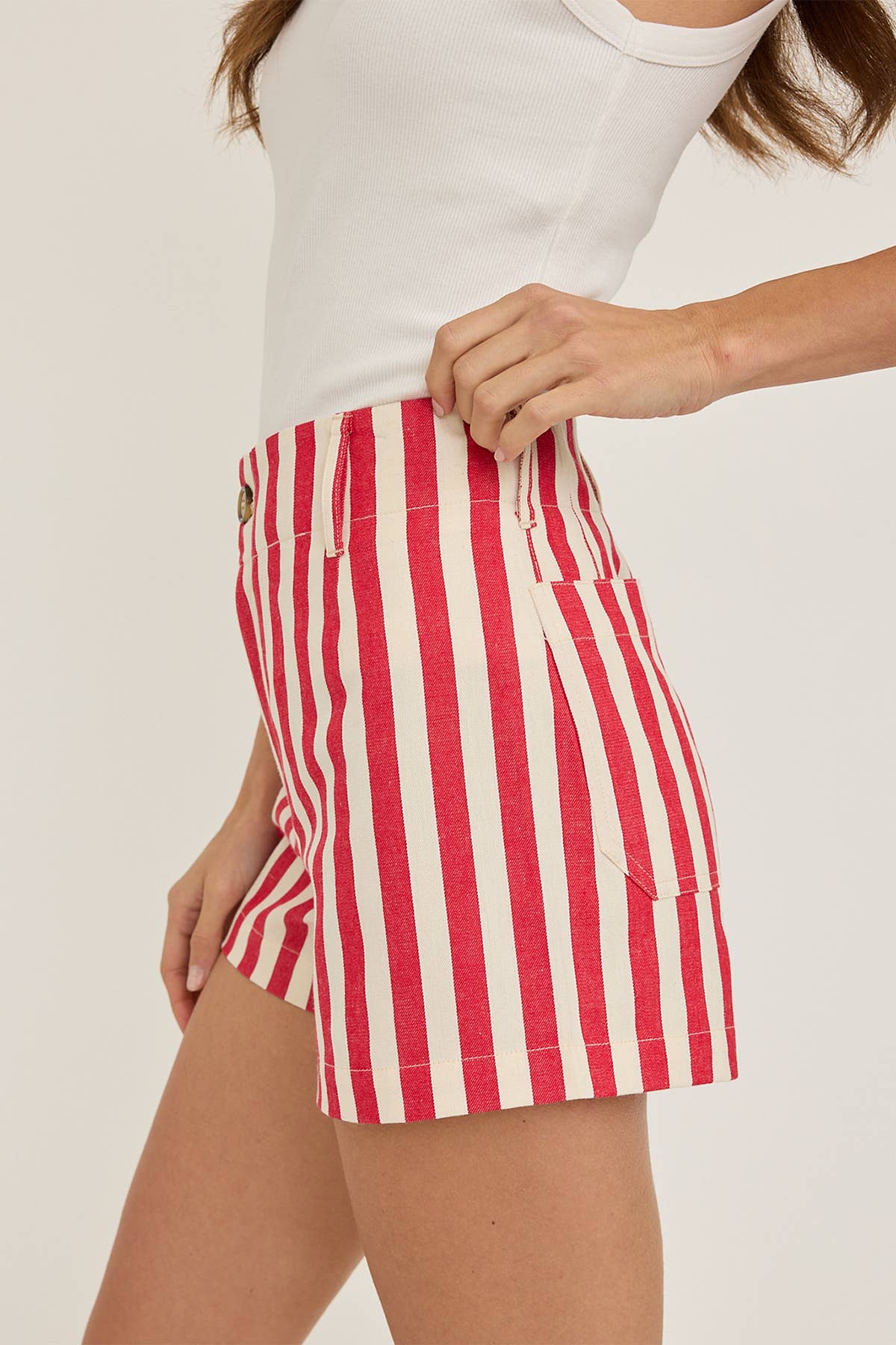 Mod Stripe Short - RED / WHITE STRIPE