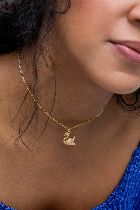 Swan Lake Necklace - 18K Gold Plated / Silver Rhodium Plated: Rhodium