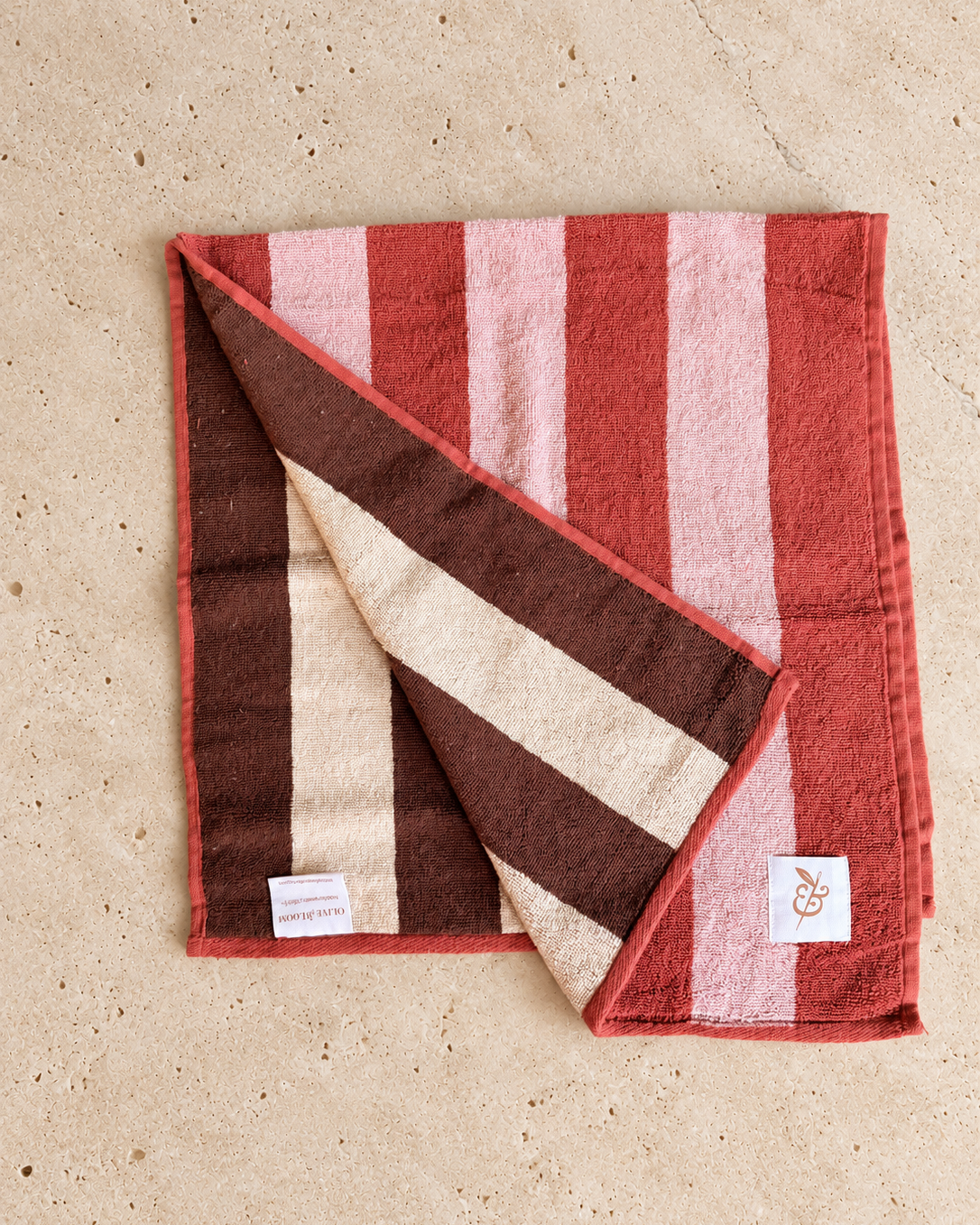 Riviera Reversible Oversized Bath Sheet: Red/Pink