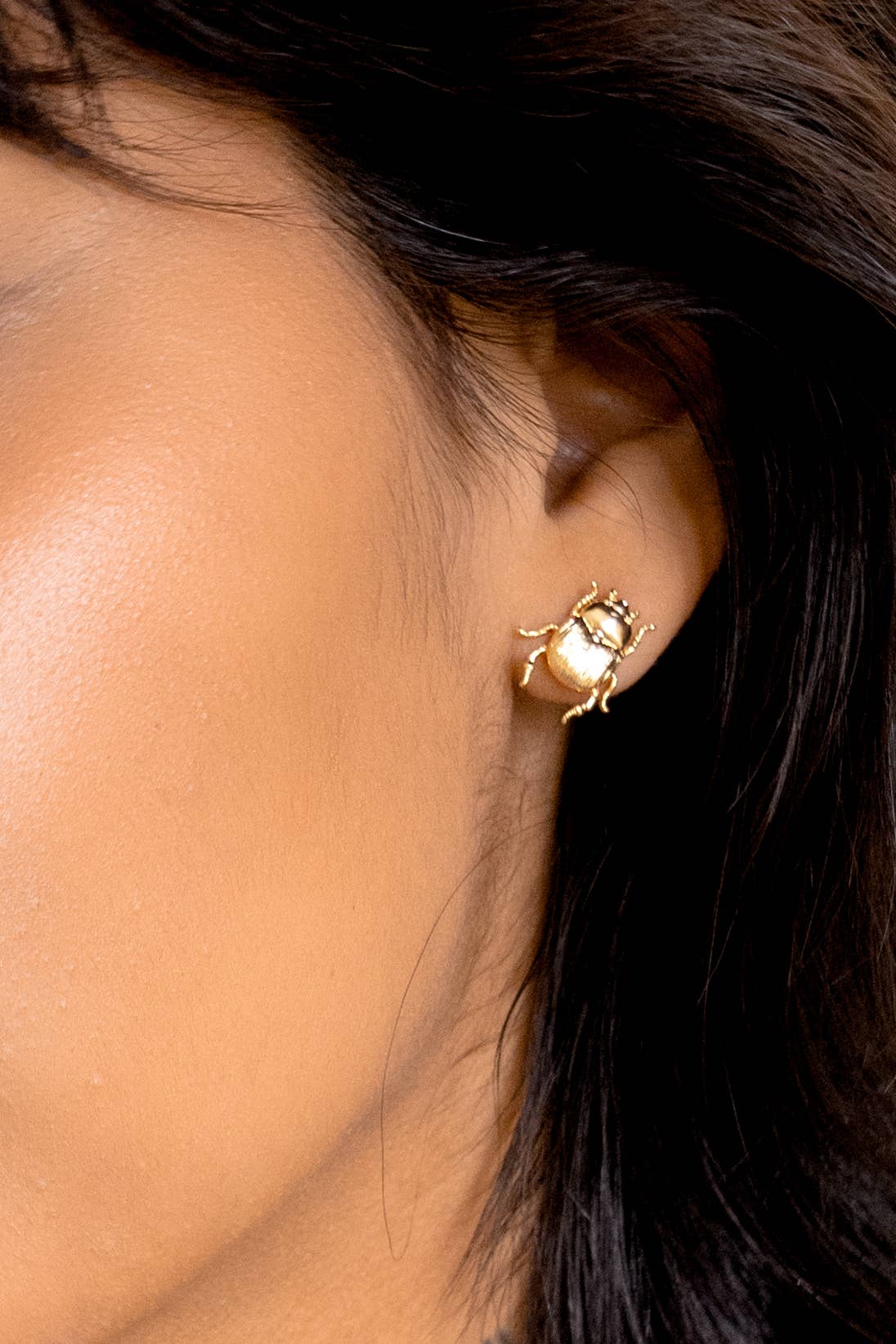 Fortune Beetle Studs -18K Gold Plated or Silver Rhodium: Silver