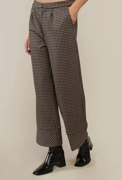 River Gingham Pant: Tan/Black