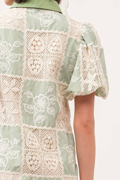 Carmine Green Crochet Dress