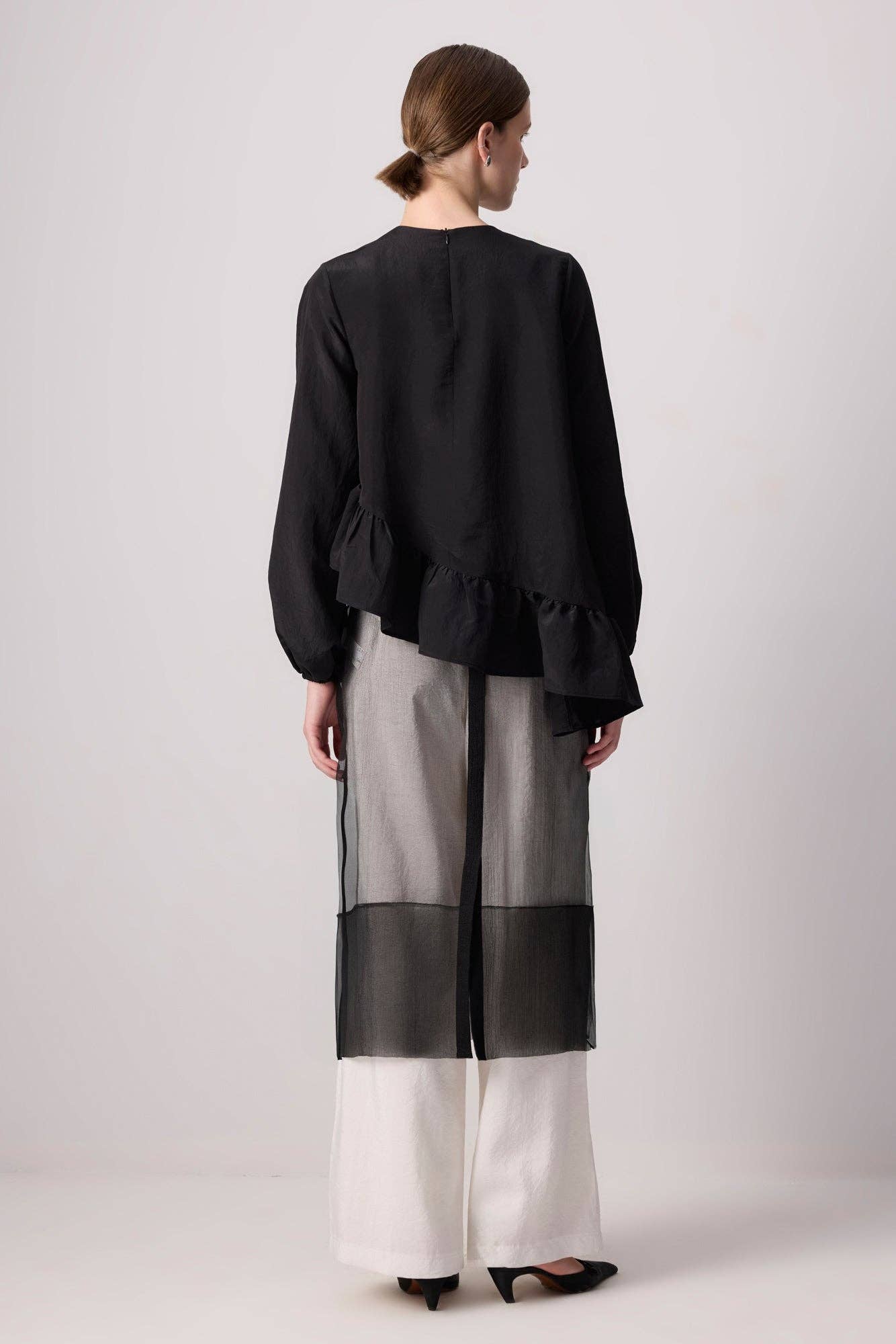 Destiny - Sheer Organza Overlay Skirt – Midi Layering Piece: Black