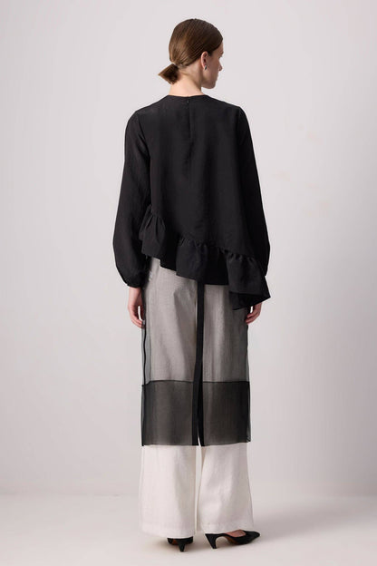 Destiny - Sheer Organza Overlay Skirt – Midi Layering Piece: Black