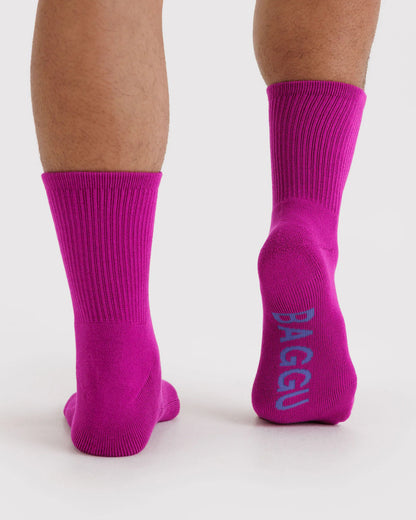 BAGGU Ribbed Sock - Deep Fuchsia