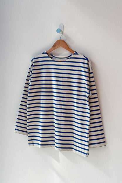 Marseille Top - Blue Stripe On Cream