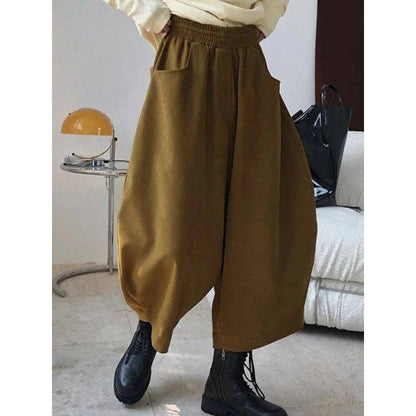 Harem Wide Leg Elastic Waist Split-Joint Pants