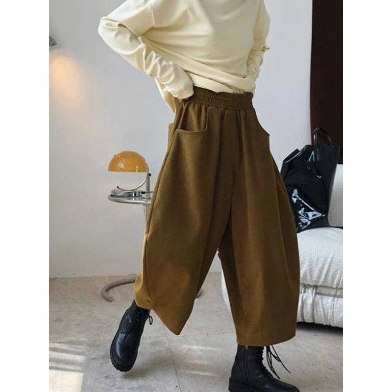 Harem Wide Leg Elastic Waist Split-Joint Pants