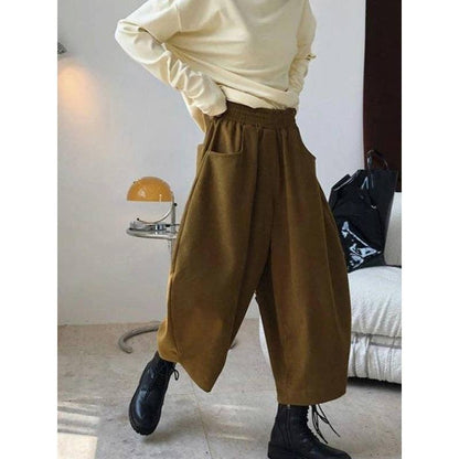 Harem Wide Leg Elastic Waist Split-Joint Pants