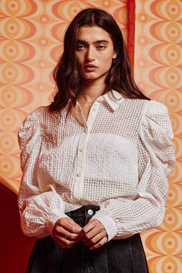 Sculpted Lace Blouse in Ivory