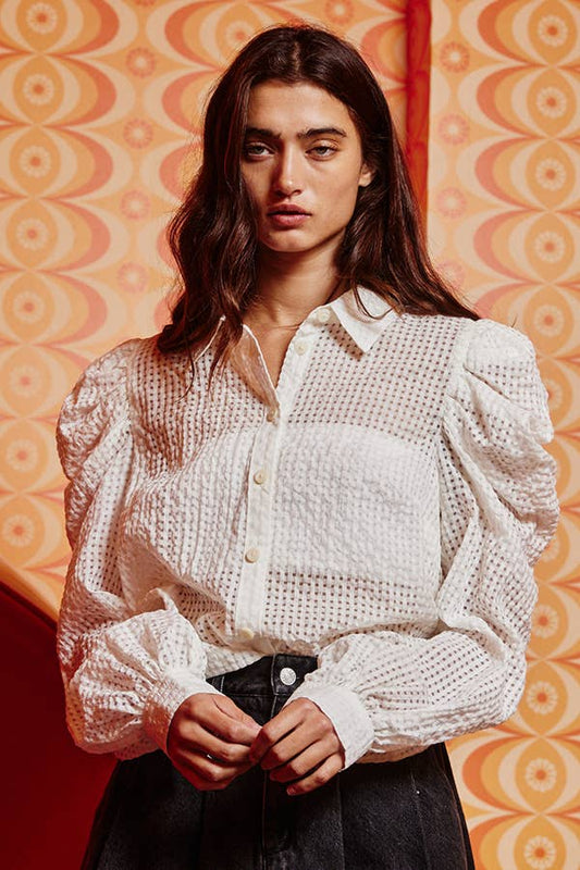 Sculpted Lace Blouse in Ivory