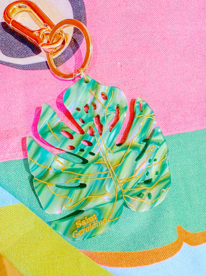 Monstera Bag Charm Keychain