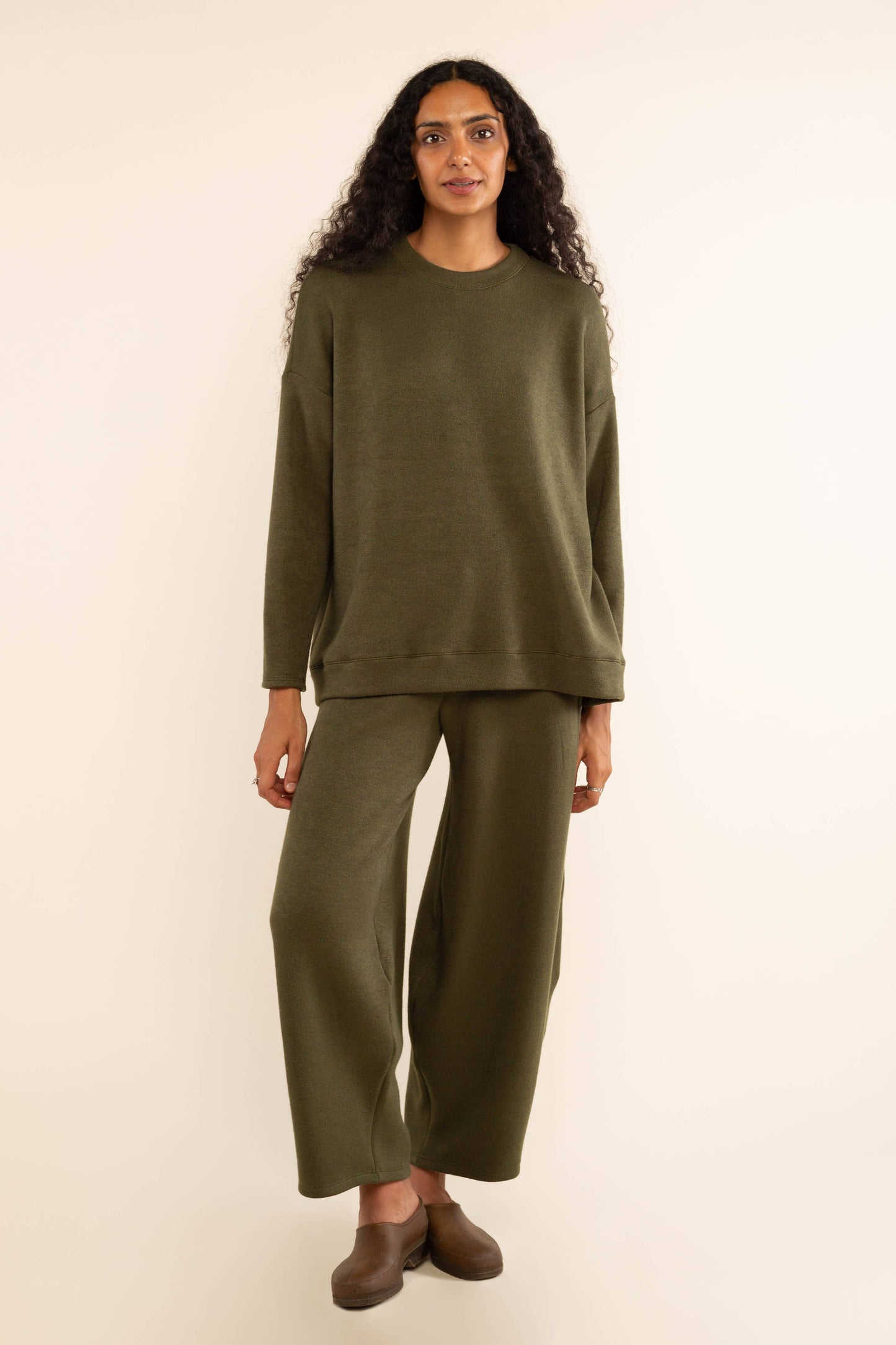 Orion Knit Lantern Pant: Olive