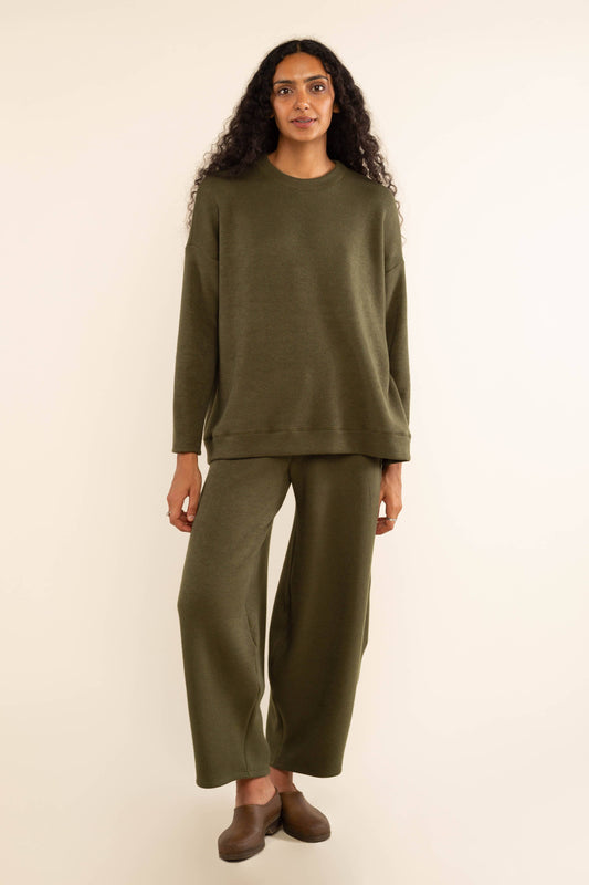 Orion Knit Lantern Pant: Olive