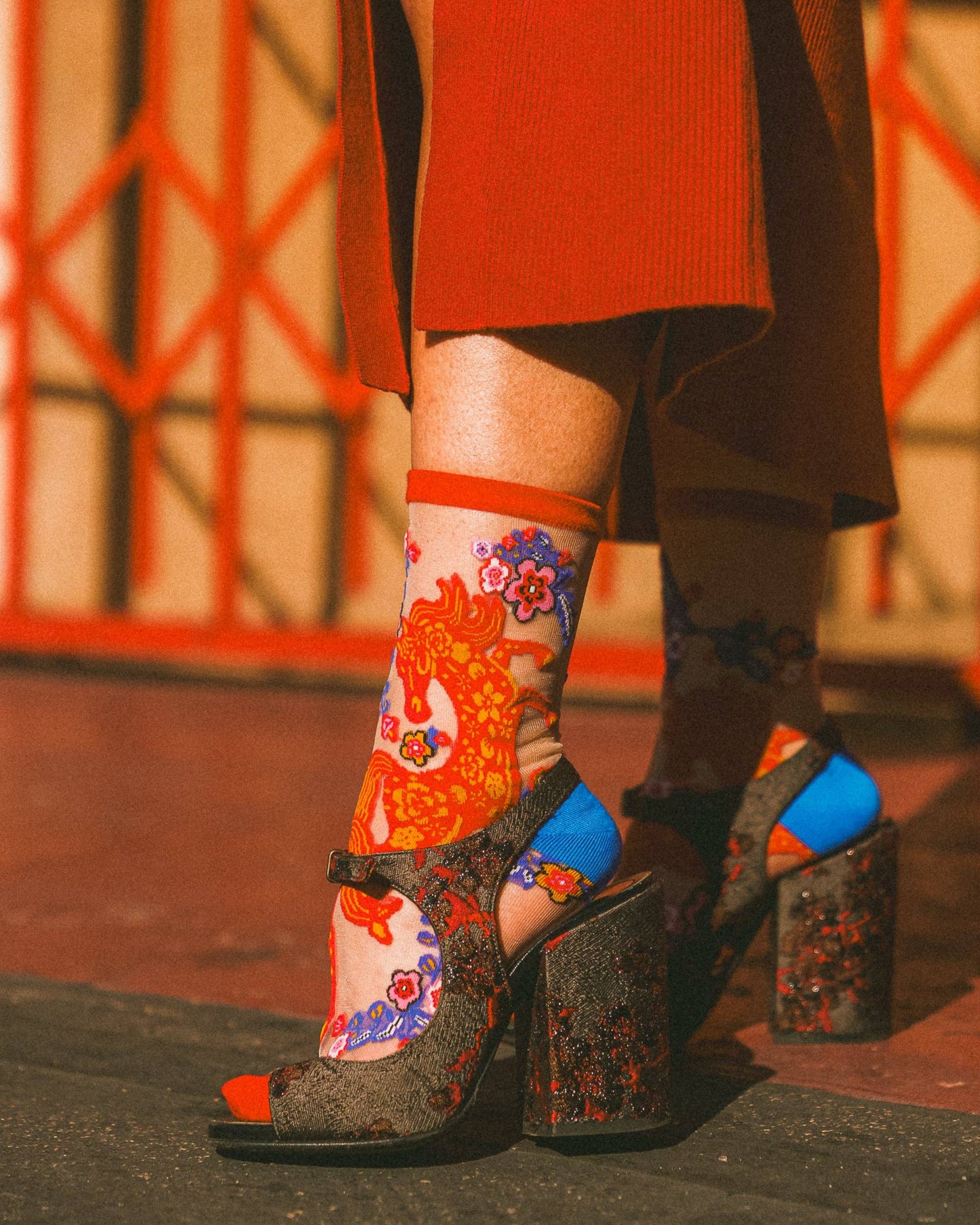 Year of the Horse Sheer Crew Sock: Size I: Fits US W5.5-9.5