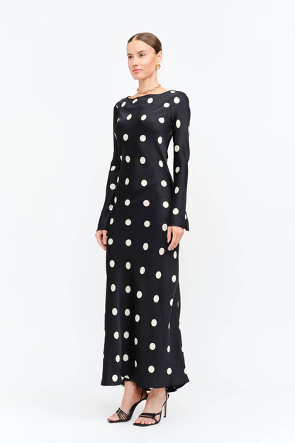 Georgie Polka Dot Black Dress : Black