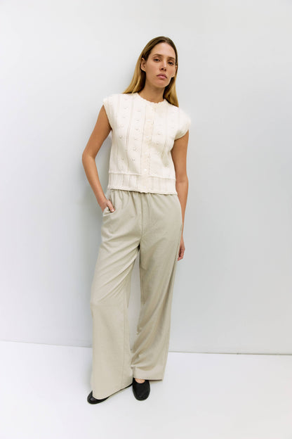 The Linda Vest | Pointelle Sweater Vest: IVORY