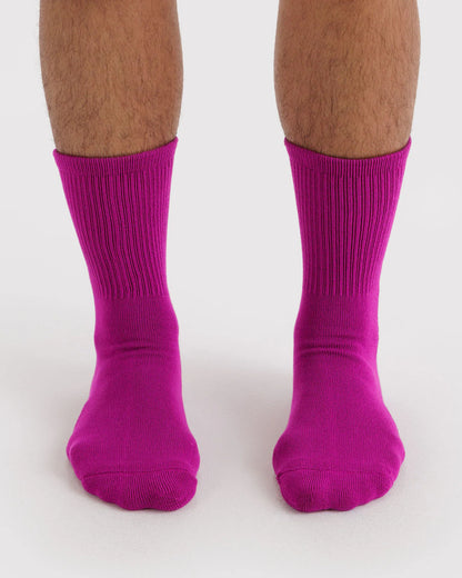 BAGGU Ribbed Sock - Deep Fuchsia