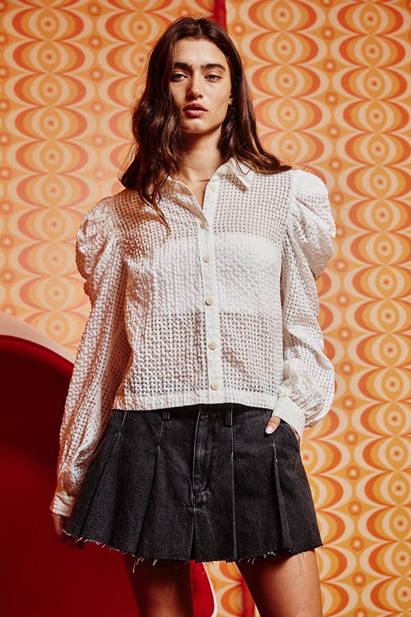 Sculpted Lace Blouse in Ivory