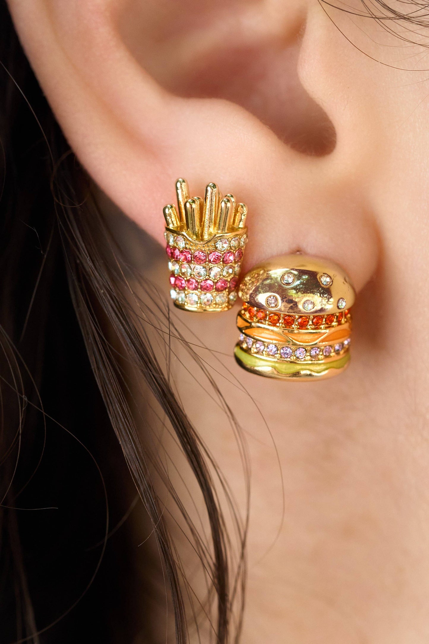 Combo Meal Studs - 18K Gold Plated + CZ