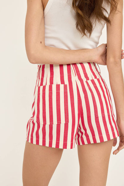 Mod Stripe Short - RED / WHITE STRIPE