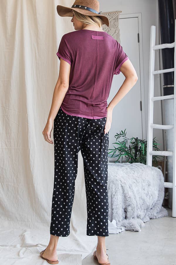 Twist Waist Pants With Pockets: BLACK