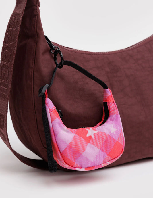 BAGGU Crescent Bag Charm - Pink Star Plaid