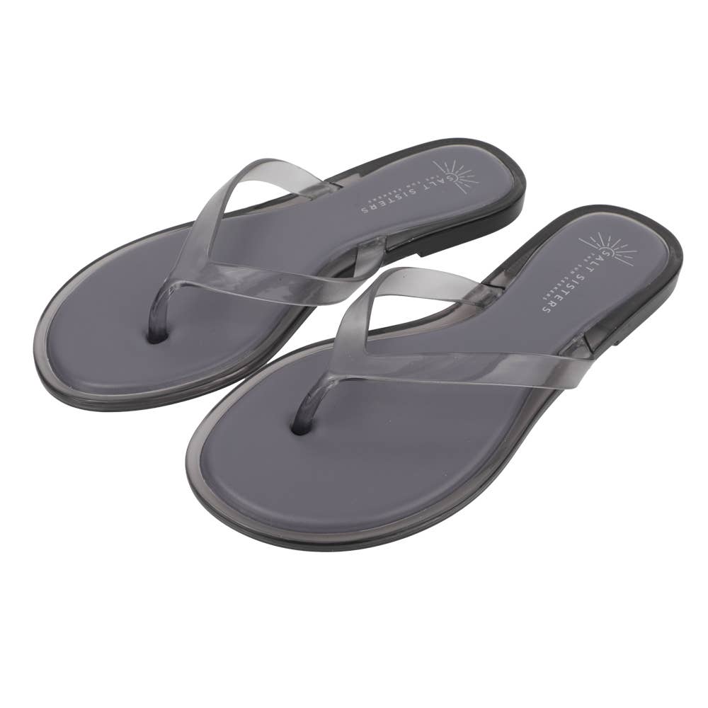 SUNWAVE comfort simple thong clear jelly water-friendly sandal: Smoke