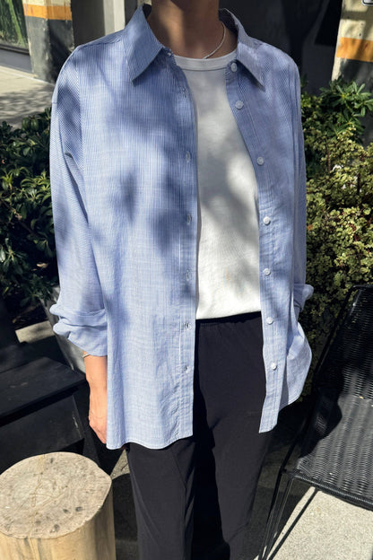 Light Weight Owen Shirt: Blue Pinstripe
