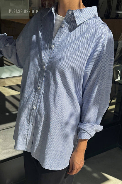 Light Weight Owen Shirt: Blue Pinstripe