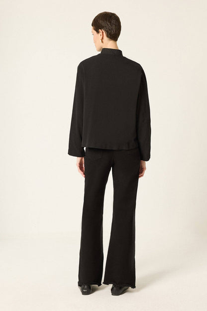 Textured Bow Detail Jacket – Minimal Chic Lightweight Layer: Black / S