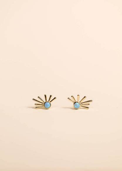 Sun Ray - Fire Opal - Gold Earrings