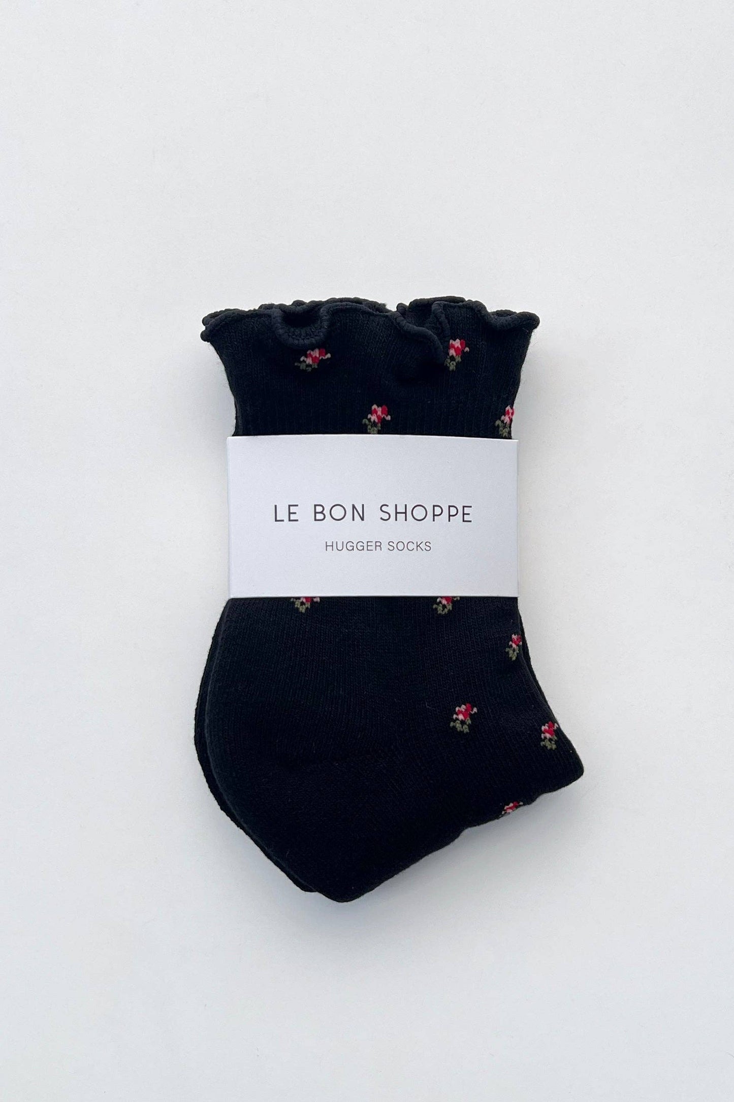 Petal Ruffled Hugger Crew Socks: Black
