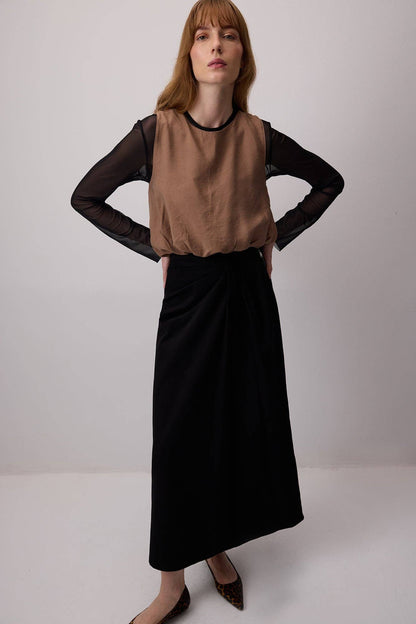 BALLOON MODAL BLOUSE: Kahverengi / M