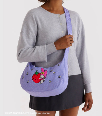 BAGGU Medium Nylon Crescent Bag - Embroidered My Melody Strawberry