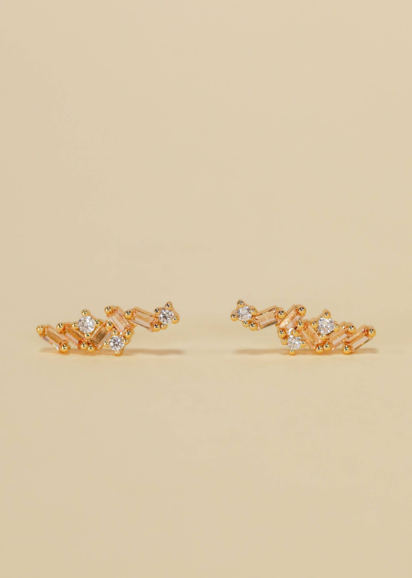 Cascading Baguette Drop - Gold Earrings