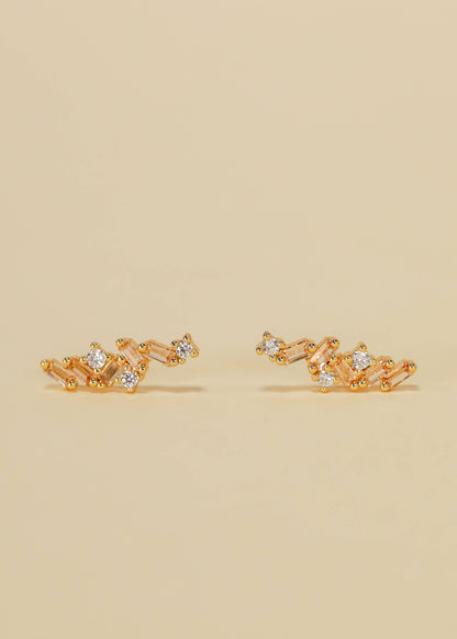 Cascading Baguette Drop - Gold Earrings