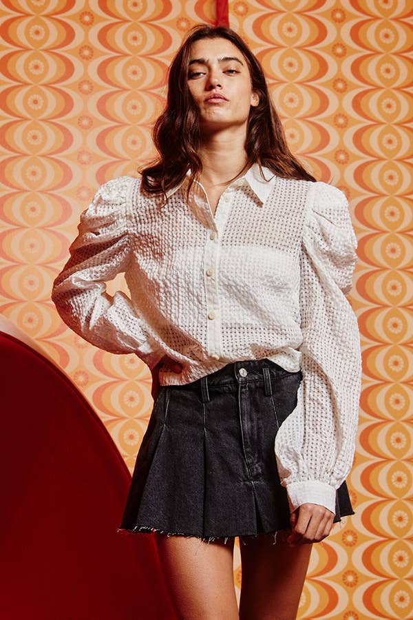 Sculpted Lace Blouse in Ivory