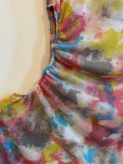 Leonor Aispuro - Mesh Watercolor Cutout Dress