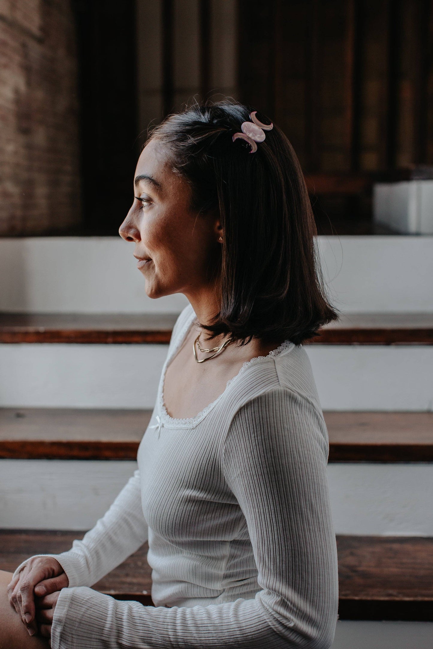 Triple Goddess Barrette: White Opal