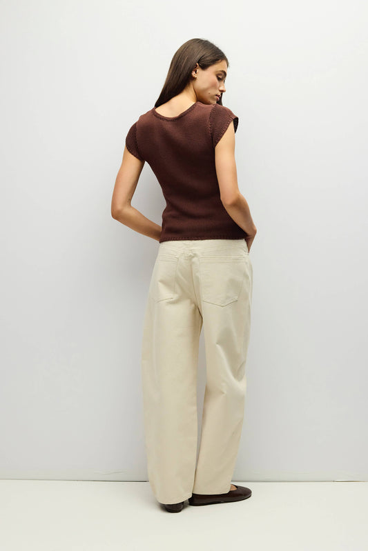 The Wesly Keyhole Knit Top: Brown