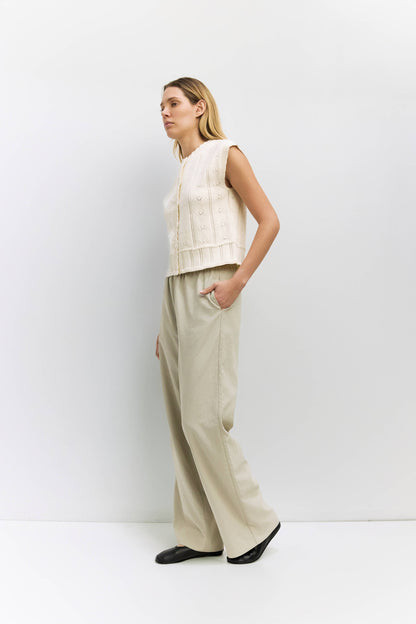 The Linda Vest | Pointelle Sweater Vest: IVORY
