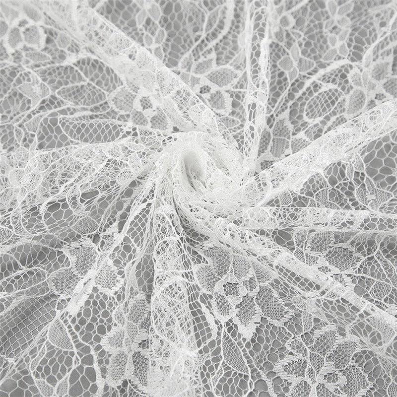 High-Waisted Lace Skirt - White Floral Lace