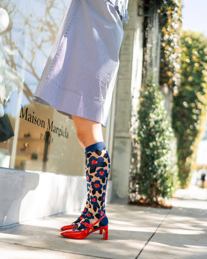 Bold Blue Sheer Knee High Sock
